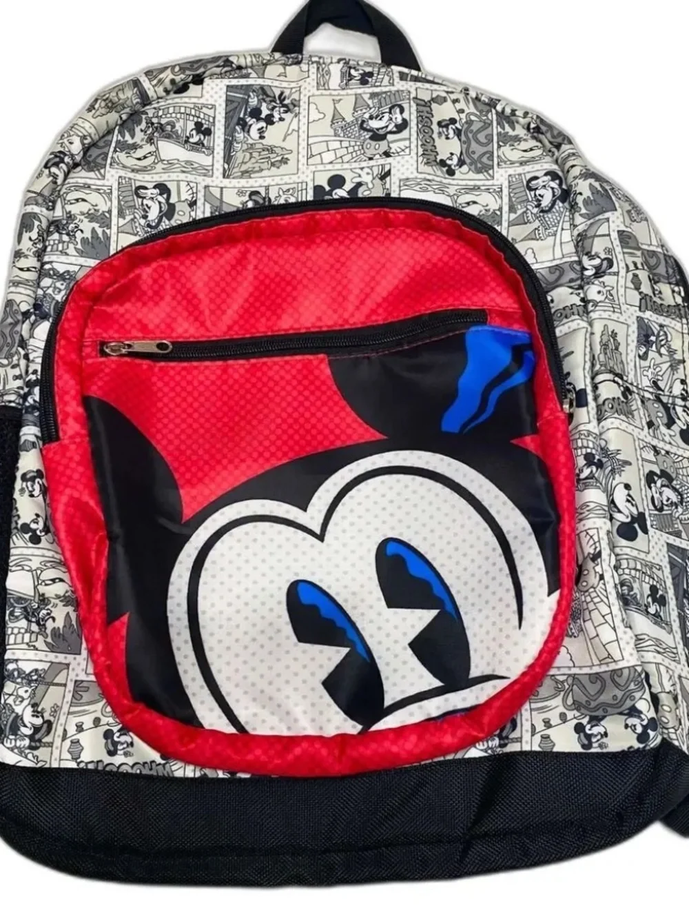 Disney Parks Original Mickey Mouse Comic Print Backpack Black White - NWT